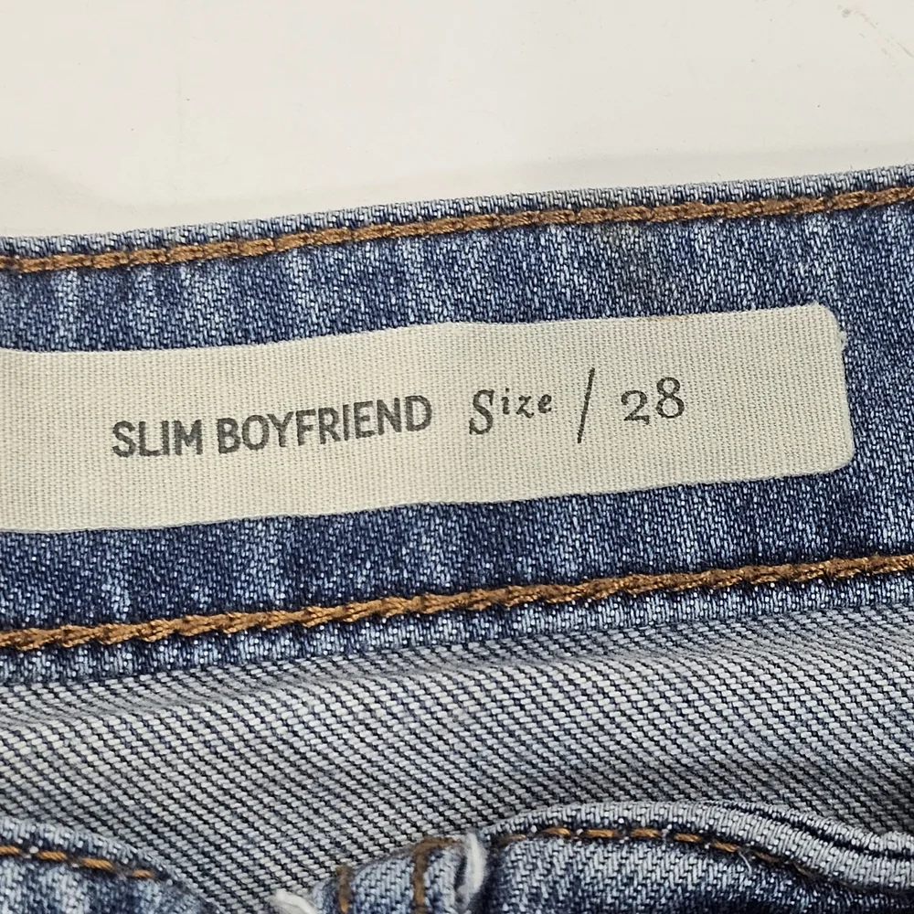 Anthropologie Pilcro & the Letterpress Blue Embroidered Slim Boyfriend Jeans 28 - Picture 8 of 14